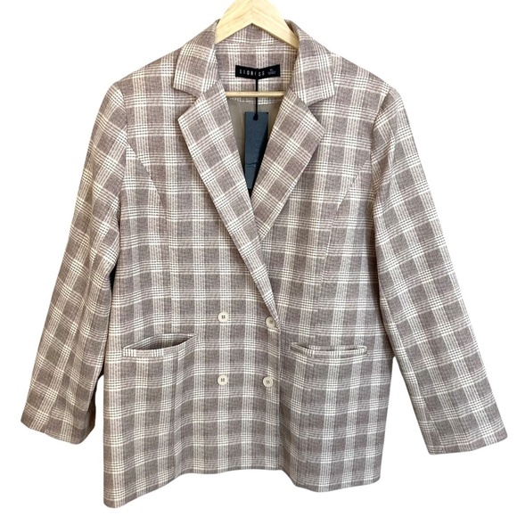 LIONESS Wyoming Oversized Plaid Double Breasted Blazer NEW - Picture 7 of 12